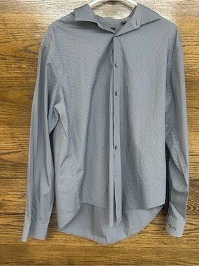 Calvin Klein XL Men's Gray Patterned Long-Sleeve Dress Shirt